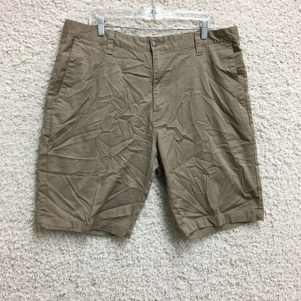 Volcom Shorts 38 Mens Khaki Chino Pockets Skateboard Stretch Casual Modern Fit