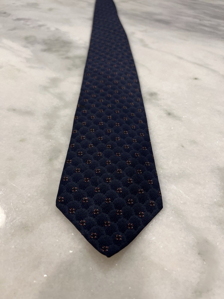 Pierre Balmain Paris Tie Men's Blue Pattern 100% Silk Necktie Handmade In Italy