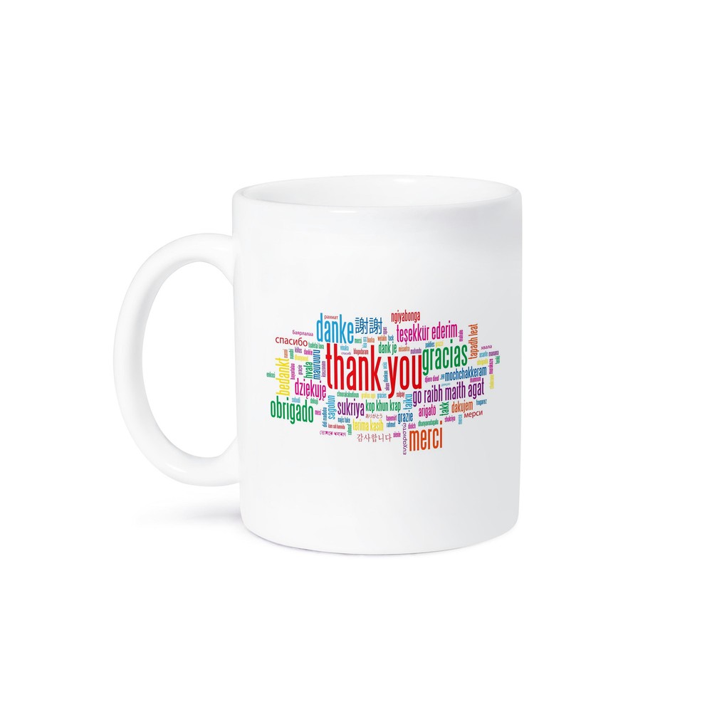 3dRose Thank You Merci Gracias Ceramic Mug 11 oz