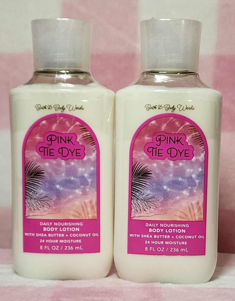 Bath & Body Works Pink Tie Dye Daily Nourishing Body Lotion 8 oz Set of 2