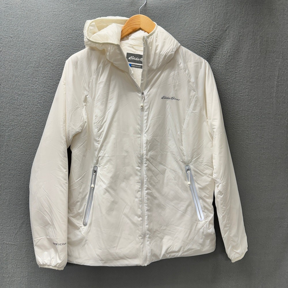 Eddie Bauer Down Jacket Womens Large White First Ascent ThinDown EverTherm