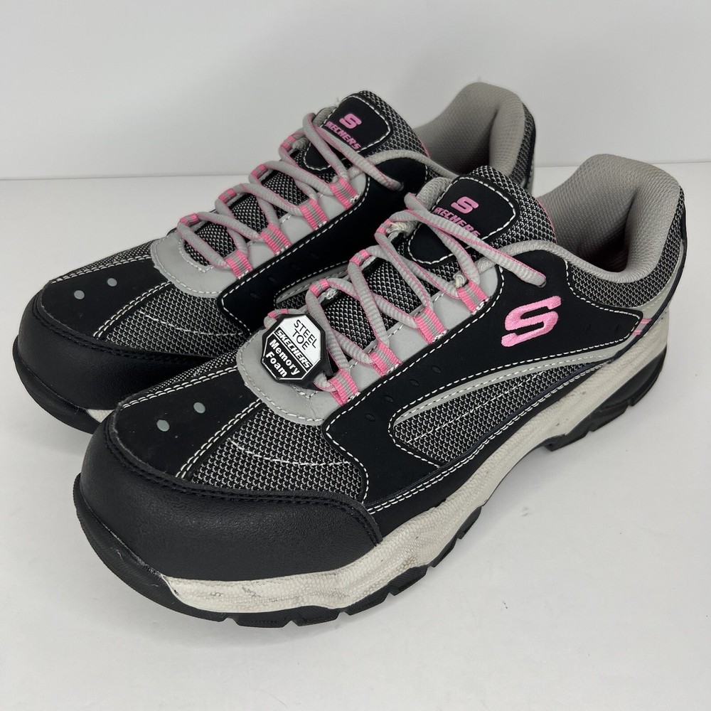 SKECHERS Work Womens Size 10 Steel Toe Memory Foam Slip Resistant Athletic Shoes