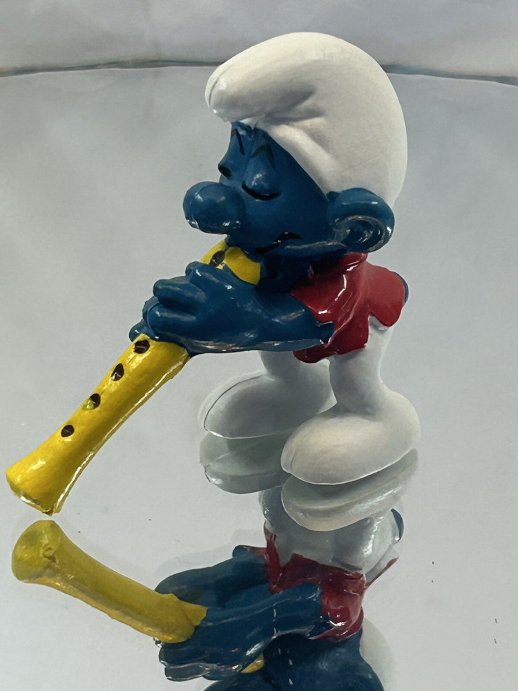 Smurfs Flautist Smurf 20048 Flute Music Vintage 1980 Figure Toy Schleich Peyo
