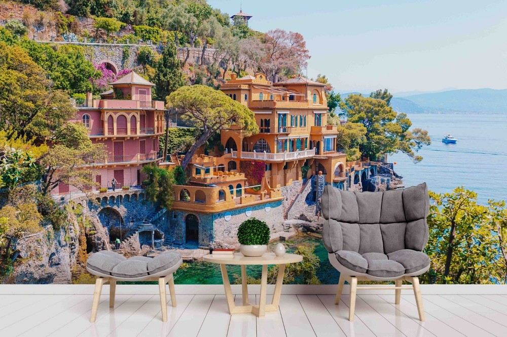 3D Sea Mountain Architecture Landscape Wall Murals Wallpaper Murals Wall Sticker