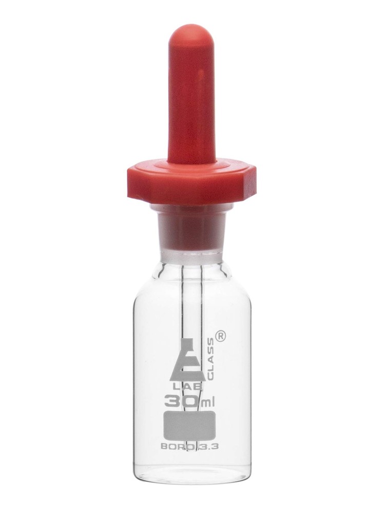 Dropping Bottle, 30ml (1oz) - Borosilicate 3.3 Glass - Eye Dropper Pipette an...