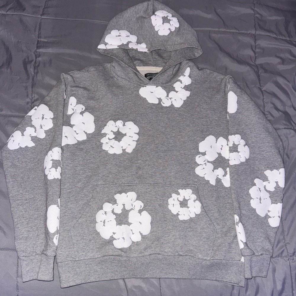 Denim Tears The Cotton Wreath Hoodie Grey Size Small (100% AUTHENTIC )