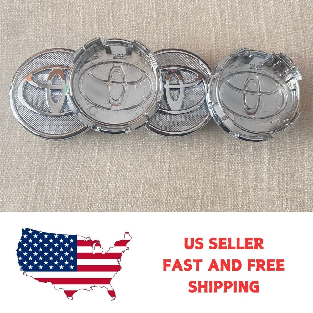 Set of 4 TOYOTA PRIUS COROLLA 57MM WHEEL RIMS CENTER HUB  CAPS CHROME LOGO