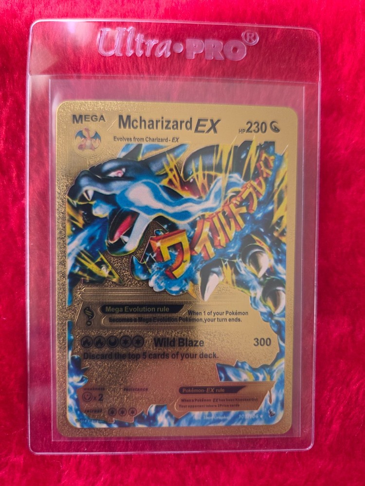 Pokemon Charizard Gold Foil Fan Art Collector Card - EX - 300 - 230 HP