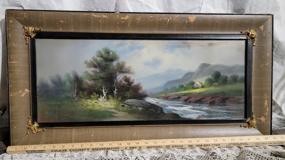 Antique early 1900's William Henry Chandler Landscape Scene Pastel Painting