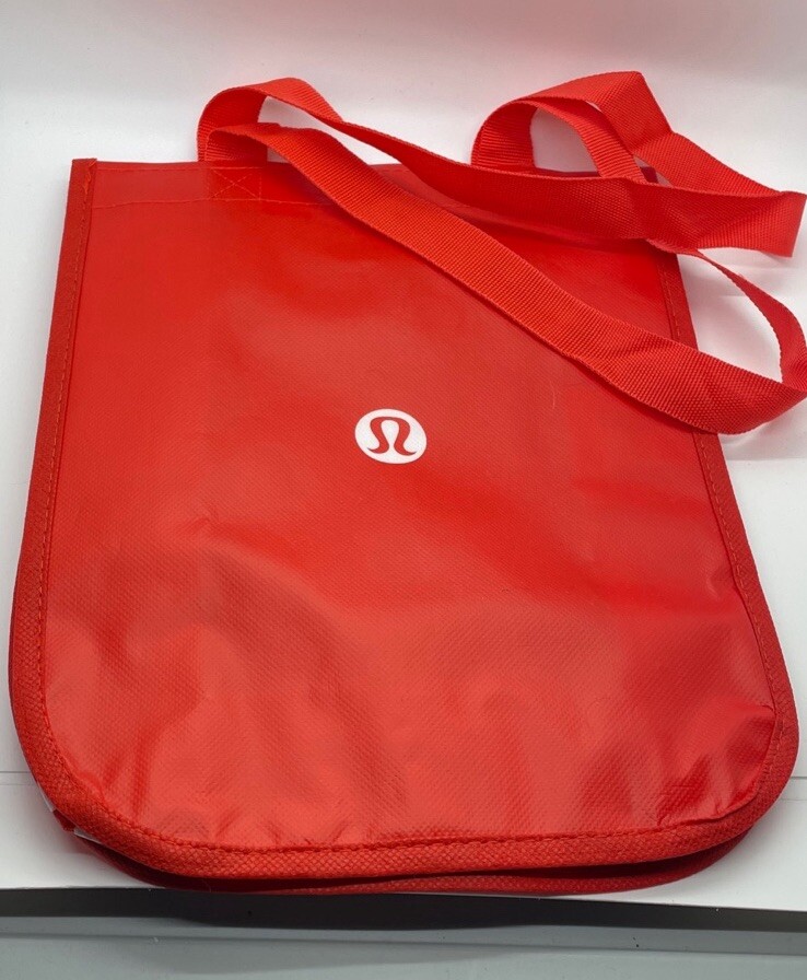 Lululemon Shopping Tote Reusable Bag Small Red/White 12” Yoga Lunchbox