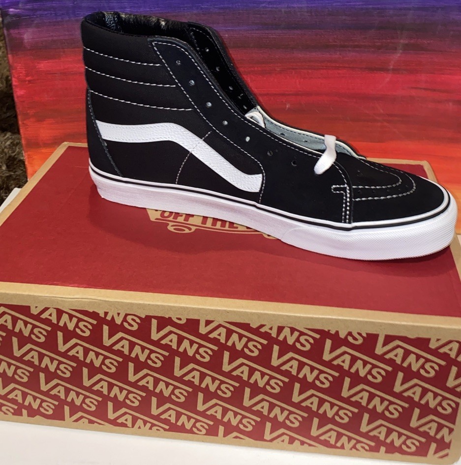 Vans Skate SK-8 Hi Black/White High Top Suede/Canvas Sneakers Size Men’s 11.NEW*