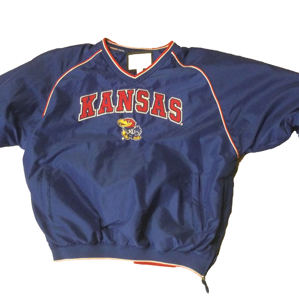 University of Kansas Jayhawks Football Blue Pullover Windbraker Jacket NCAA XL