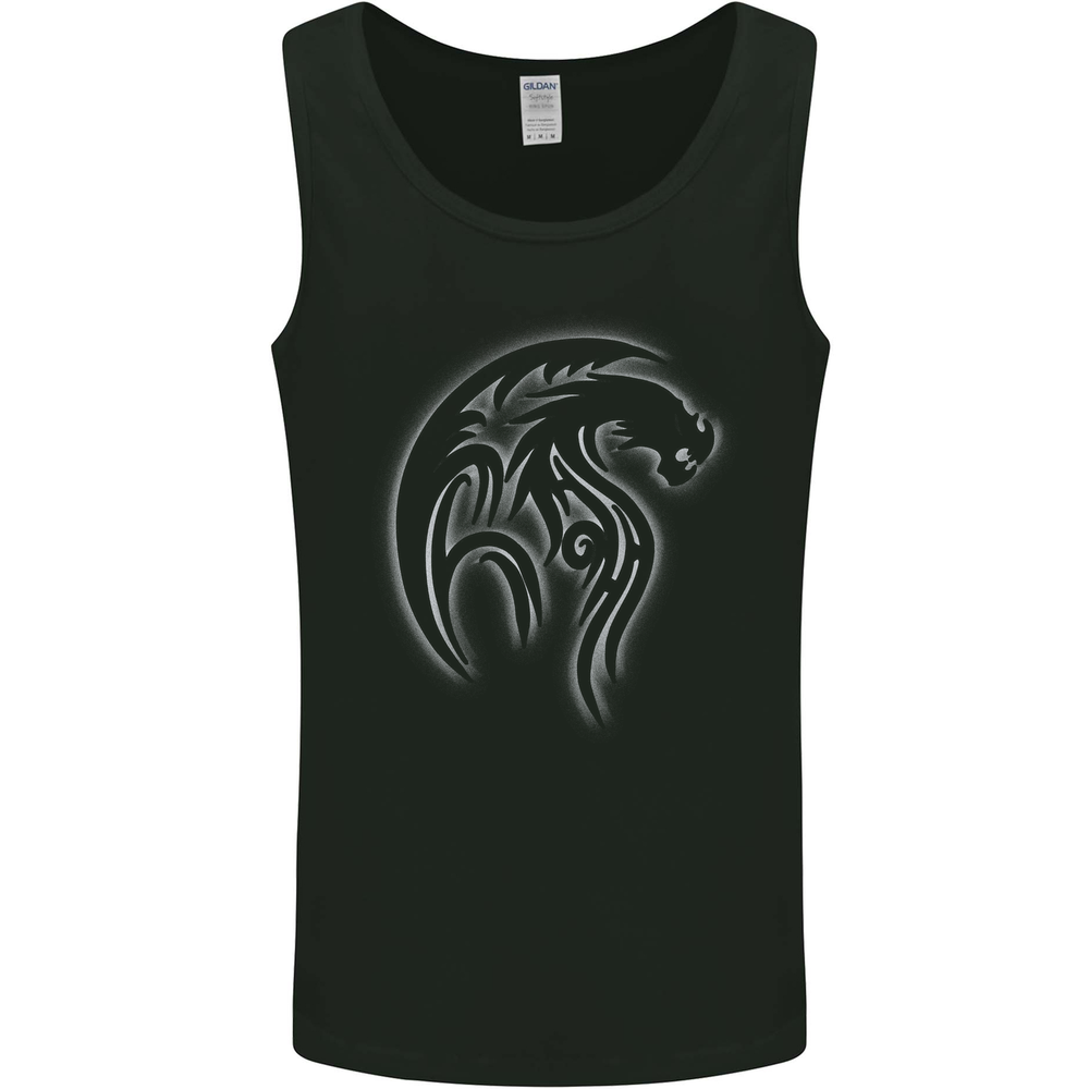A Tribal Dragon Tattoo Style Mens Vest Tank Top