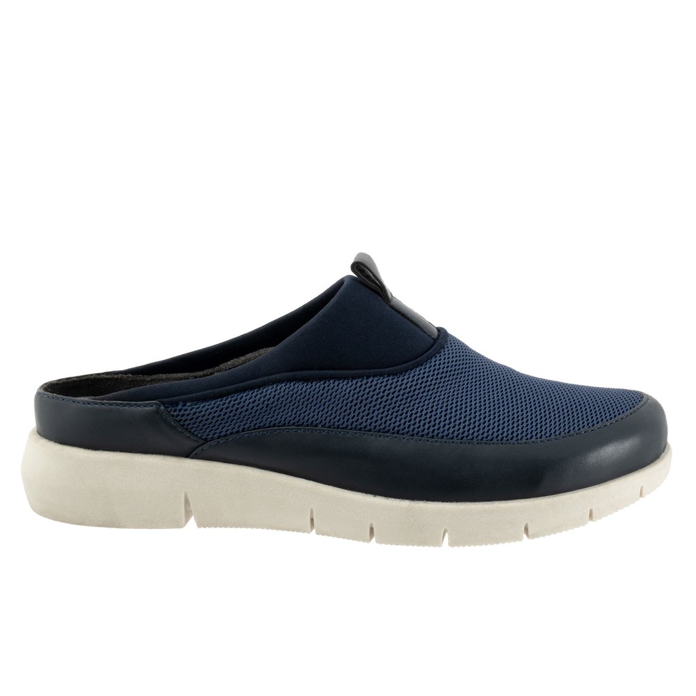 Softwalk Aberdeen Sport S2300-400 Womens Blue Leather Clog Flats Shoes