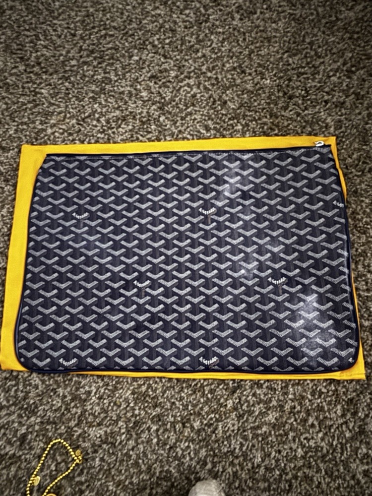 Goyard Navy Blue Printed Large Zipper Pouch