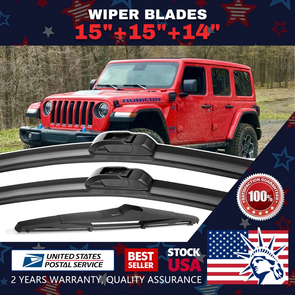 All Season 15''+15'' +14'' OEM Quality Replace Windshield Wiper Blades 1 Set