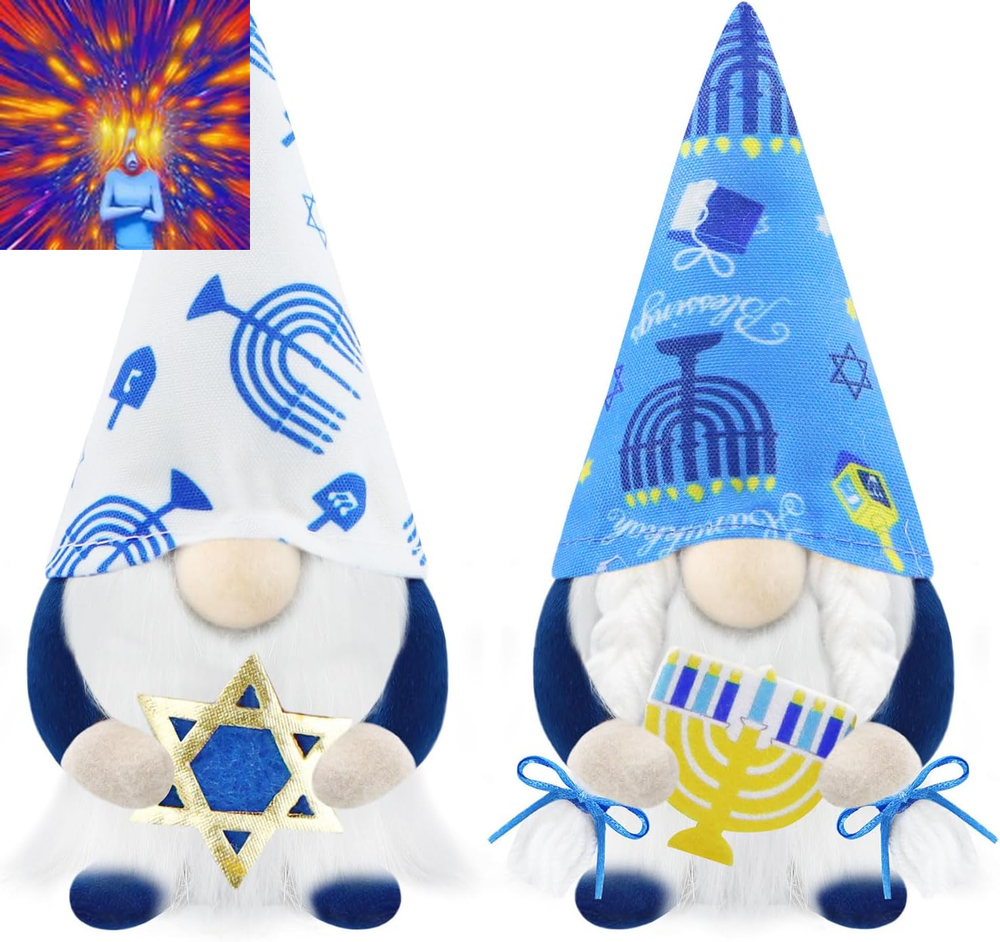 Set of 2 Hanukkah Gnomes Plush Chanukah Christmas Decoration Gnome Handmade Scan