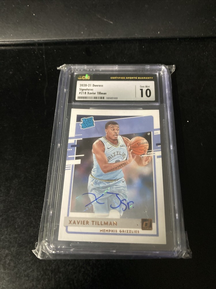 2020-21 DONRUSS SIGNATURE RATED ROOKIE XAVIER TILLMAN AUTO GRADED CSG 10!...