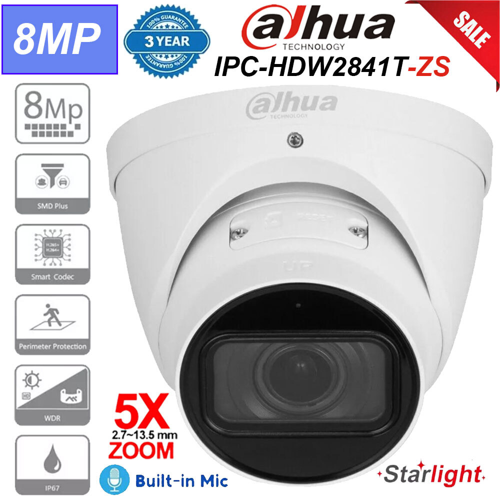 Dahua 8MP 5x Zoom Starlight Mic IR40m SMD+ WizSense IP Camera IPC-HDW2841T-ZS