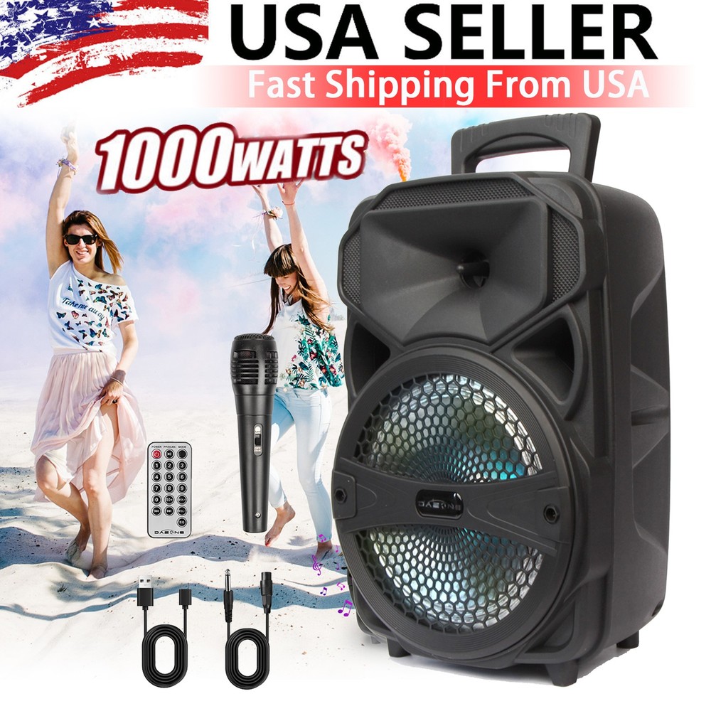 8-Inch Wireless Bluetooth Speaker 1000W Heavy Bass FM Party Sound System