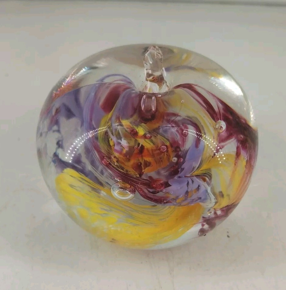 Selkirk Scotland Mascot Spiral Art Glass Paperweight Stamped Vintage 2.5