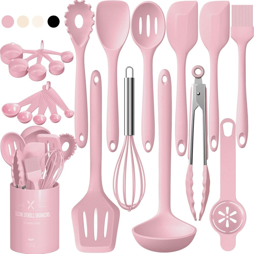 22 Piece Silicone Cooking Utensils Set Heat Resistant Dishwasher Safe Kitchen