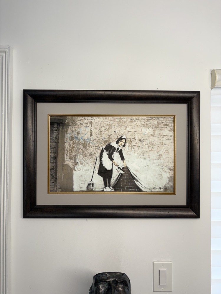 Bansky hand Signed And Numbered Lithograph Framed attributed