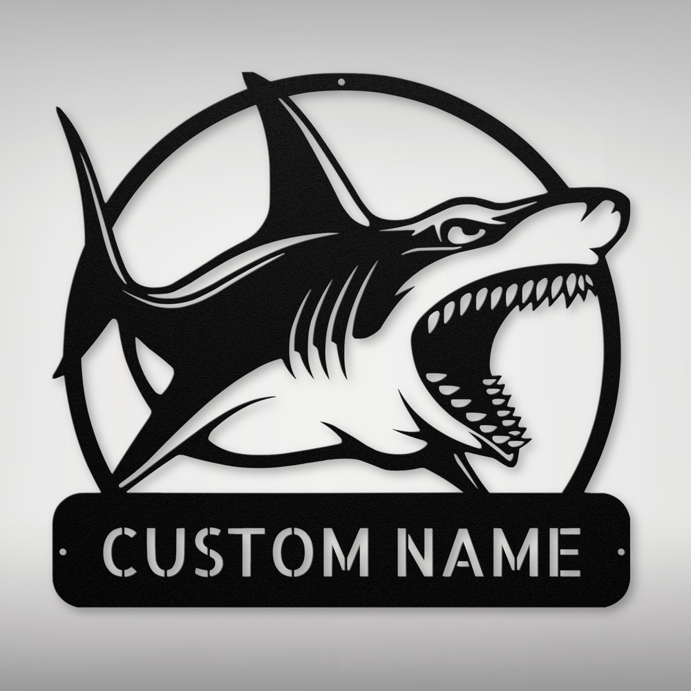 Personalized Shark Metal Sign Custom Ocean Decor for Home Office Gift Idea