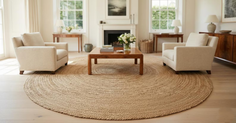 Handwoven Round Jute Rug, Thick Natural Fiber Rug, for living room, bed room