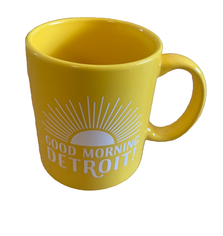 Coffee Cup Mug Good Morning Detroit Michigan Yellow City Bird Sunshine Sun