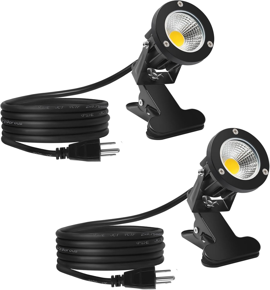 LED Spot Lights Plug in Outdoor Indoor Light 7W 3000K 6.6Ft Power Cord Waterproo