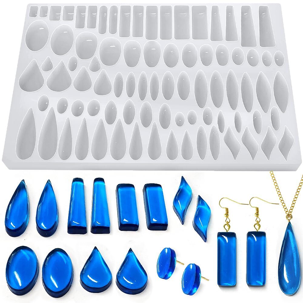Stud Earrings Silicone Mold with 41 Paired Shapes, Rectangle Teardrop Dangle ...