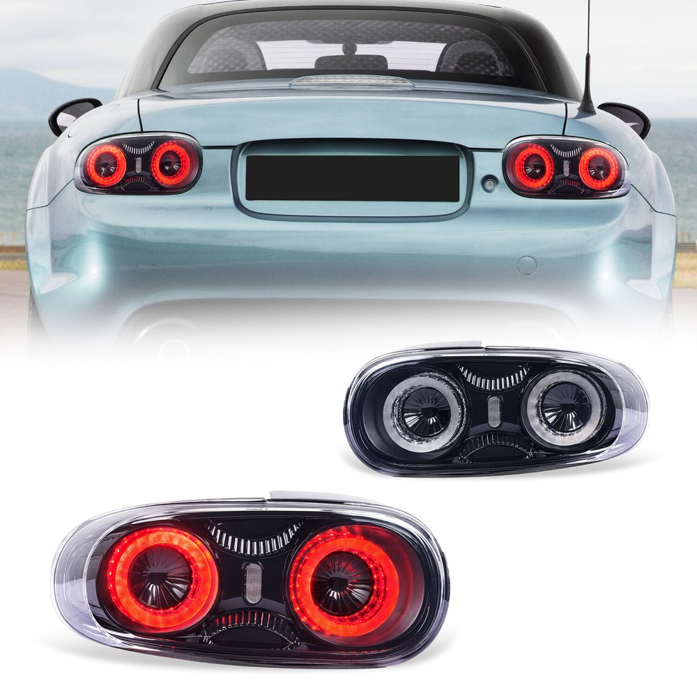 LED Tail Lights for 2009-2015 Mazda Miata MX-5 Roadster NC, w/Animation,Clear