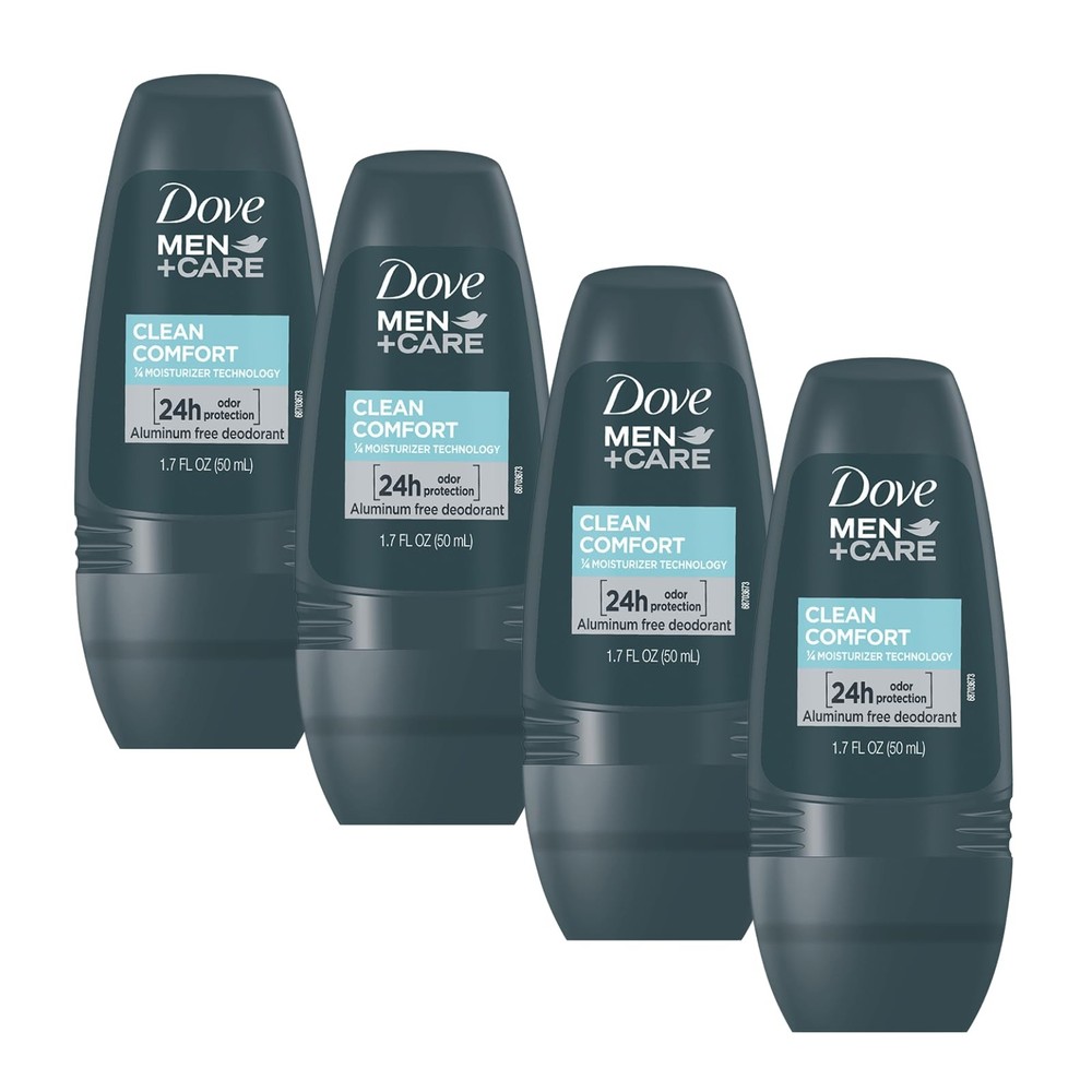 Dove Men+Care Clean Comfort Roll on Deodorant, Aluminum 1.7 Fl Oz (Pack of 4)