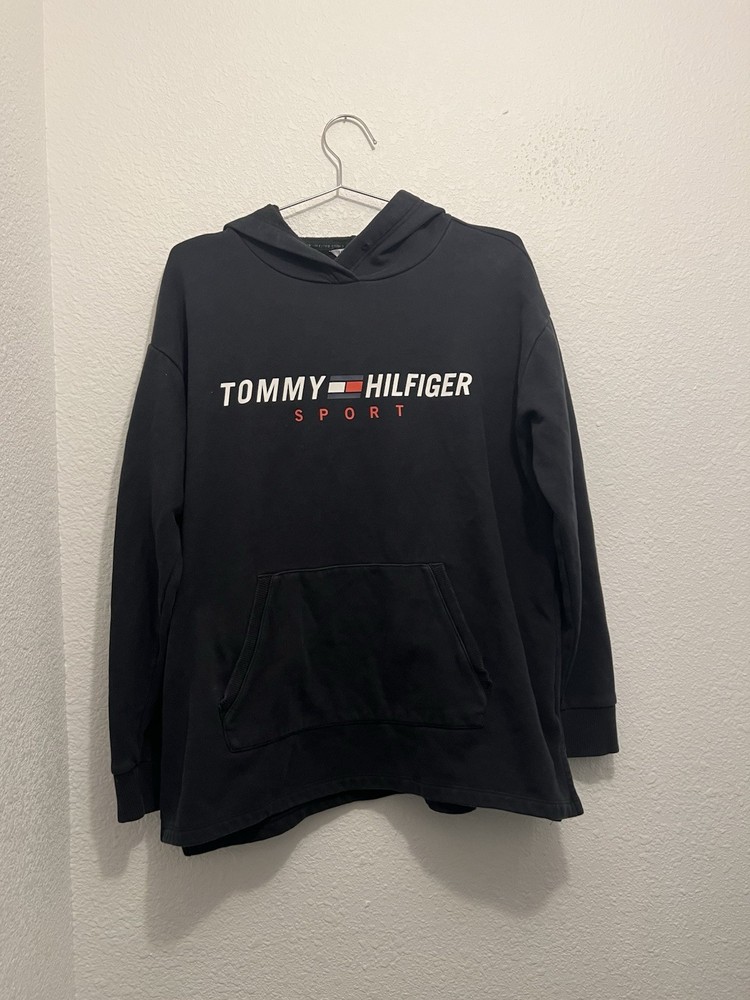 Tommy Hilfiger Black Sport Hoodie for Men Size M