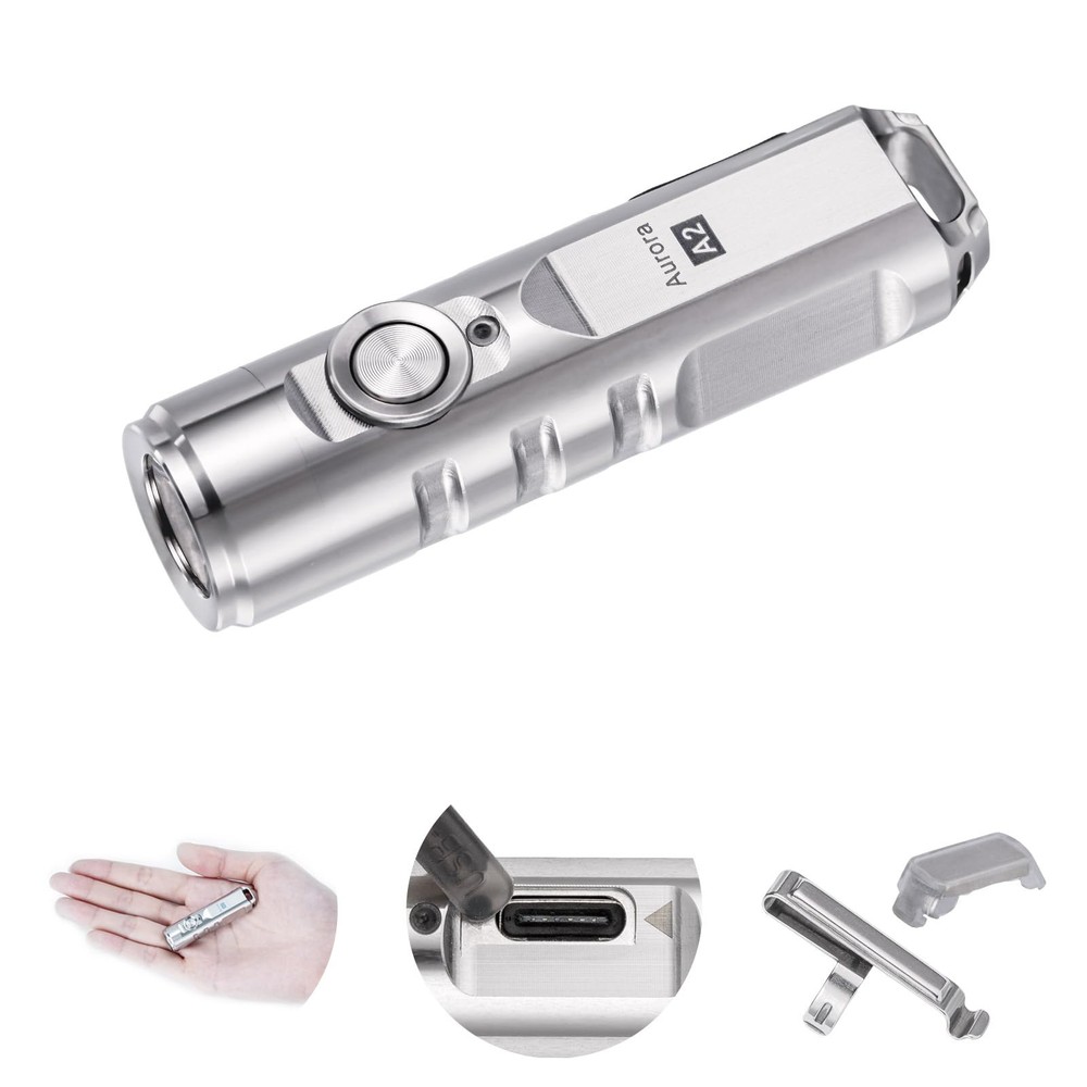 A2 G4 USB-C Rechargeable 650 Lumen LED Keychain Flashlight EDC Pocket Light