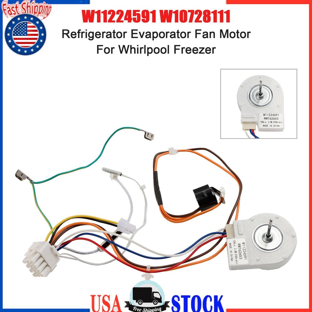 W11224591 W10728111 Refrigerator Evaporator Fan Motor for Whirlpool Freezer
