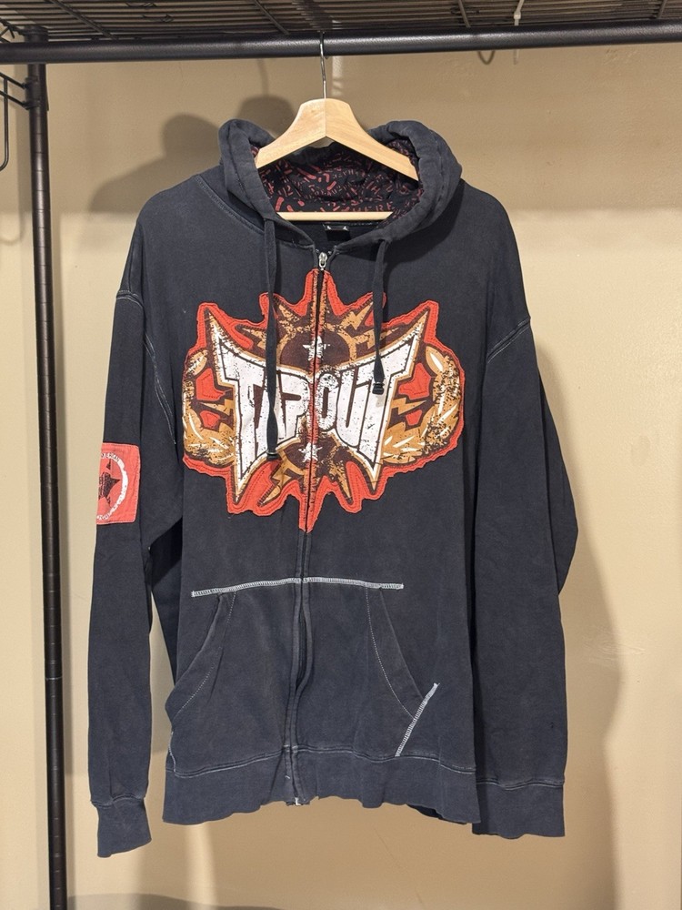 Tapout Full Zip Hoodie Men’s Size XL Sweatshirt UFC Y2K Embroidered Logo MMA VTG