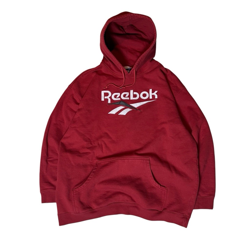 Vintage Y2K Reebok Embroidered Spell Out Hoodie Sweatshirt Mens Size XXL Red