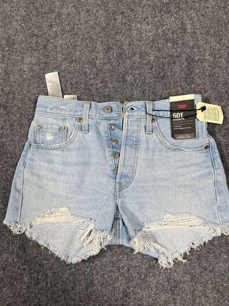 Levi's Women's Light Wash 501 Original Cutoff Denim Shorts Size 24