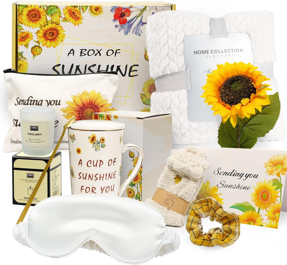 Sunflower-Themed Encouragement Gift Box for Women - Self Care Package with Ultra