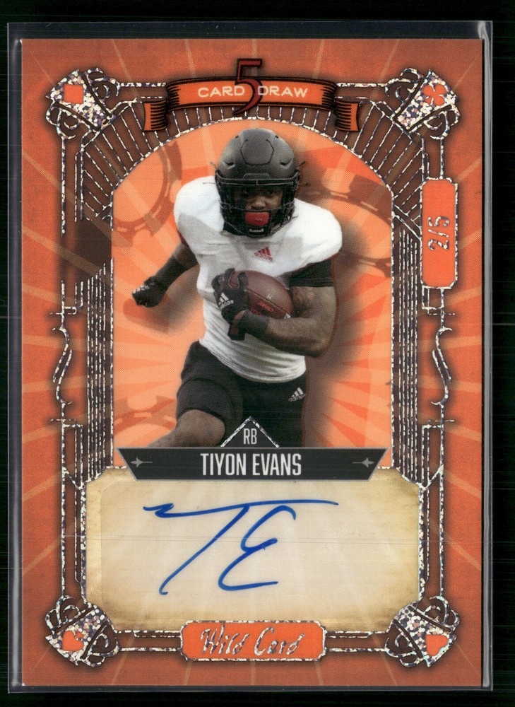 Tiyon Evans 2023 Wild Card 5 Card Draw Auto 2/5
