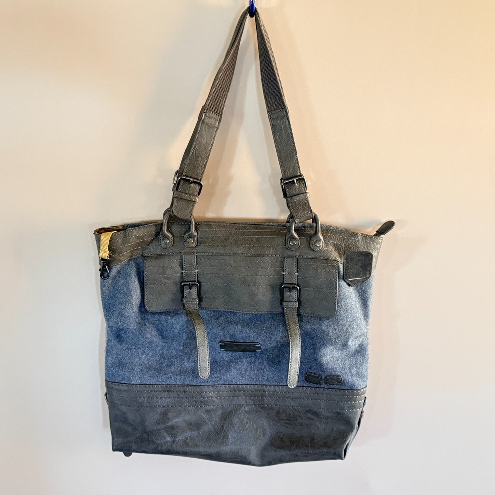 Sherpani Wool Blend Handbag Purse Luggage Grey Brown