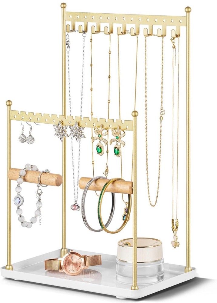 3-Tier Gold Jewelry Stand for Necklace and Jewelry Organizer