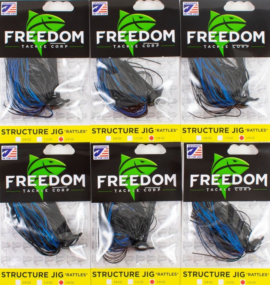 (LOT OF 6) FREEDOM TACKLE STRUCTURE JIG 5/8OZ BLUE BACK #72302 AX1106