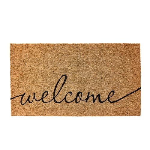 Coco Coir Door Mat with Heavy Duty Backing, Welcome Doormat (17