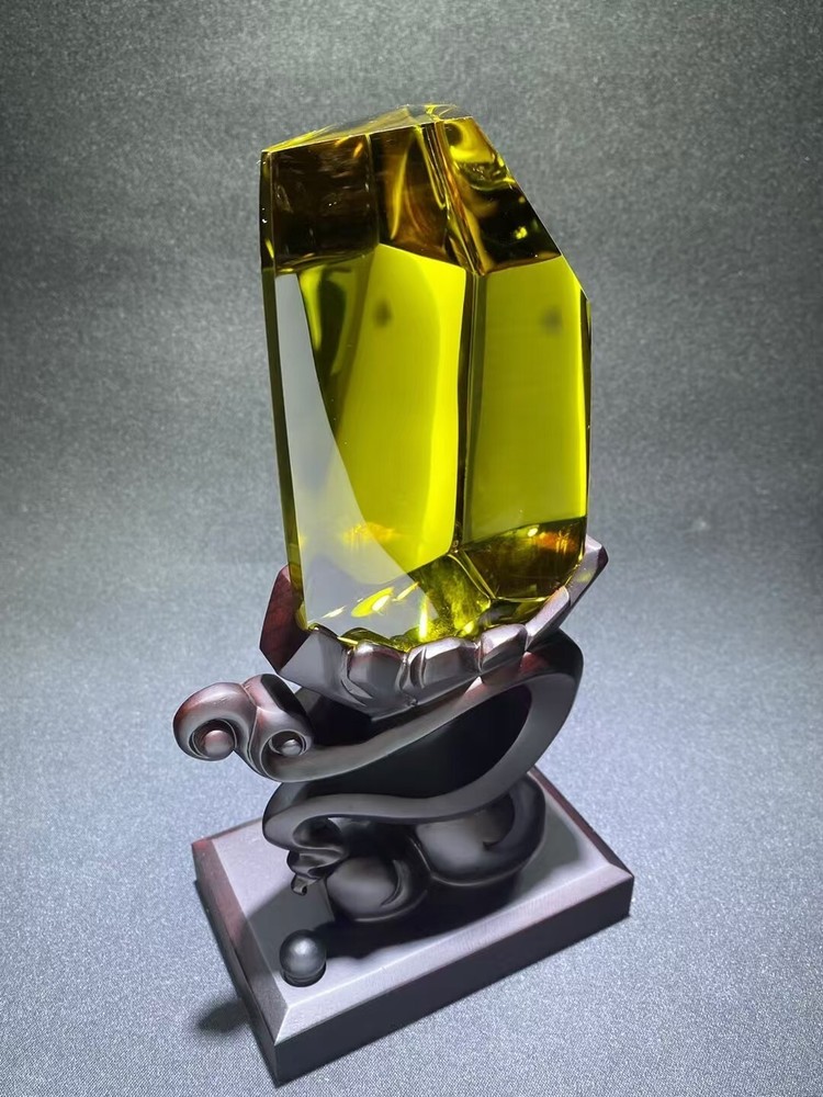 2.7LB Natural Citrine Quartz Crystal Smooth Healing Display with Stand High Quality