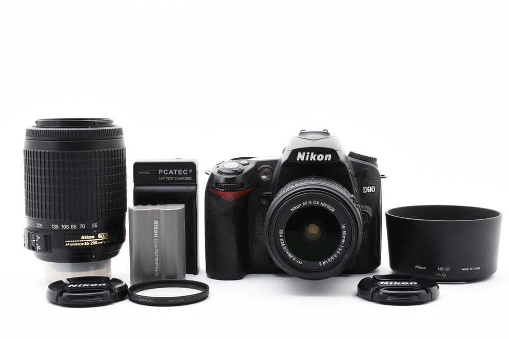 Nikon D90 DSLR Camera with Double Lenses Exc+3 Condition from Japan #2426