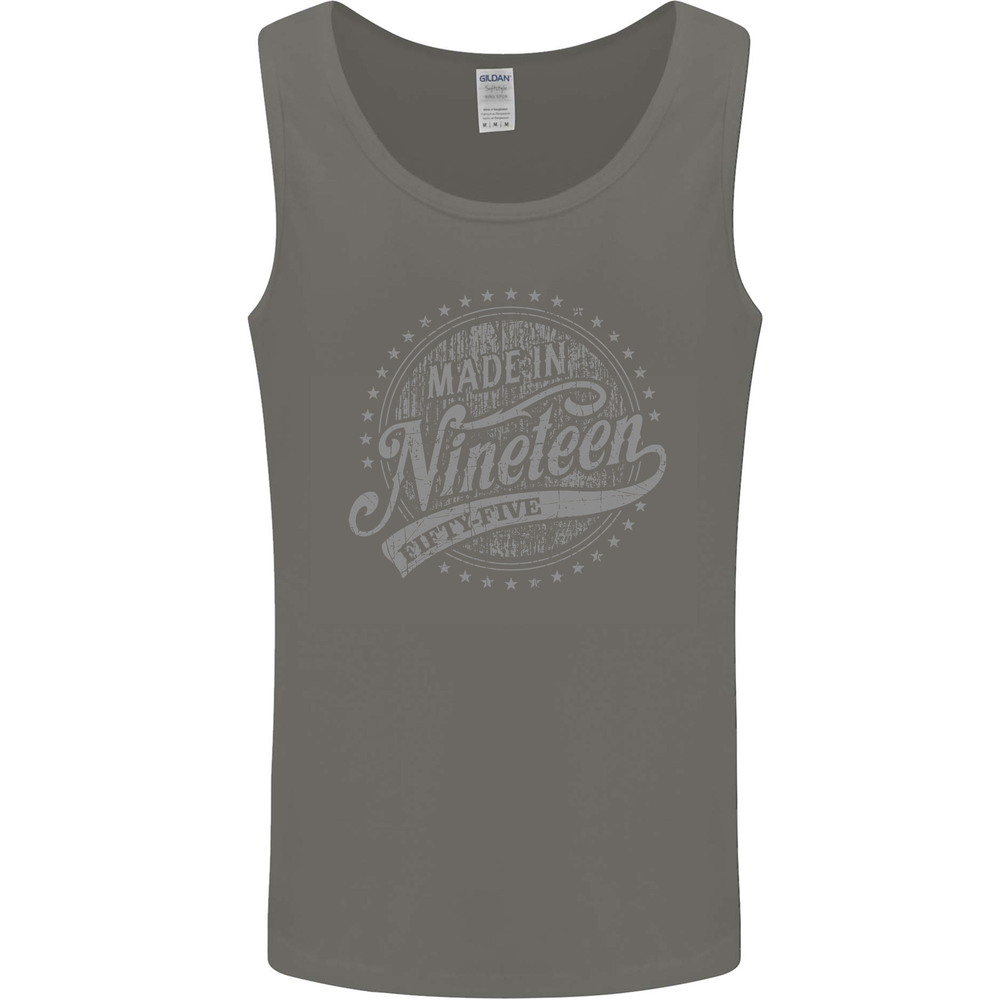 Distressed 70th Birthday Made In 1955 Mens Vest Tank Top Charcoal