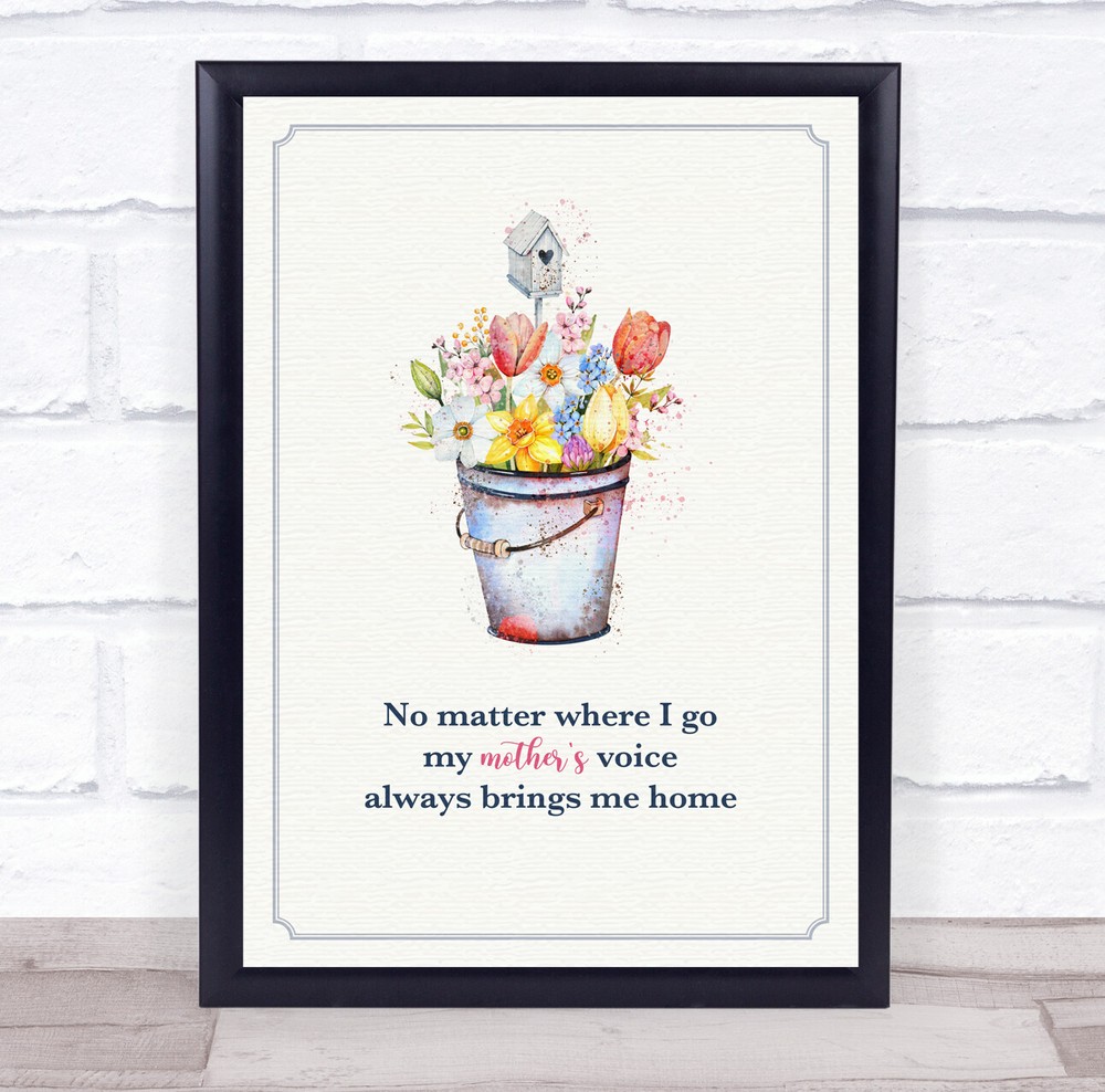 Watercolour Flowers In Bucket Mother's Voice Personalised Gift Art Print